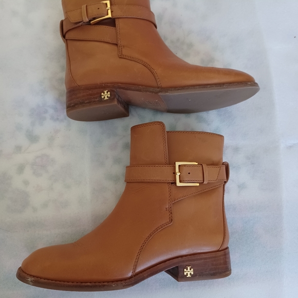 Tory Burch Women Brooke Ankle Booties tan calf leather size 6 preowned - Picture 2 of 13